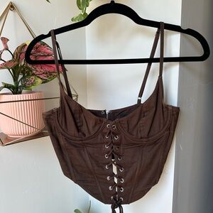 White Fox Boutique Brown Corset Top